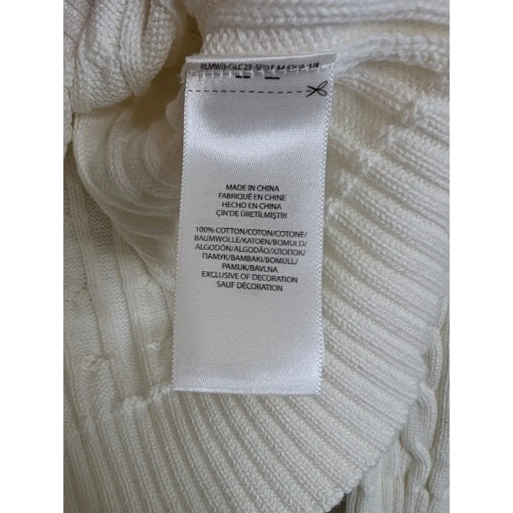 Polo Ralph Lauren Cable-Knit Cotton Crewneck Sweater Size Womens Medium Preppy - Picture 3 of 5